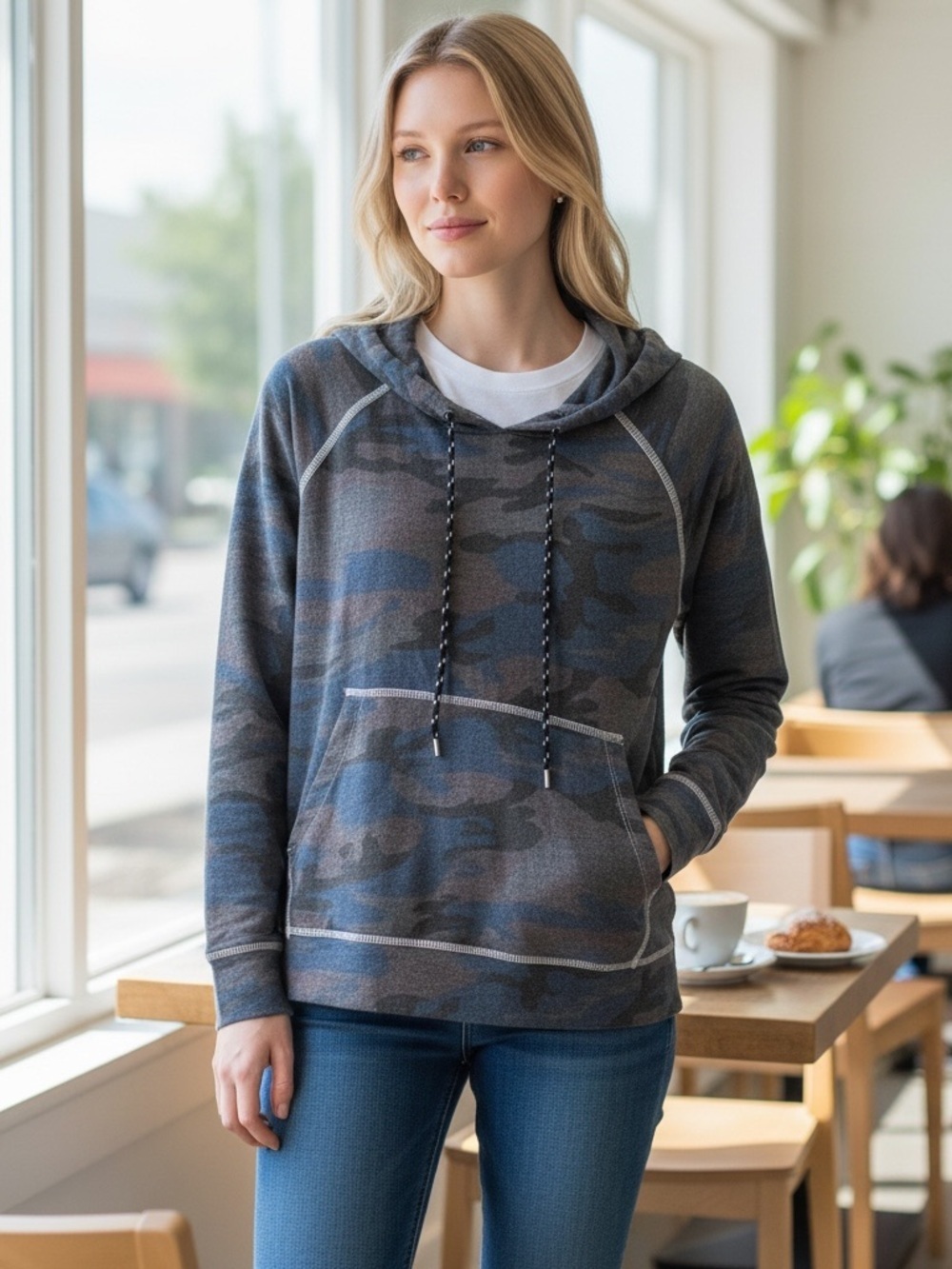 Sundry Camo hoodie top XS